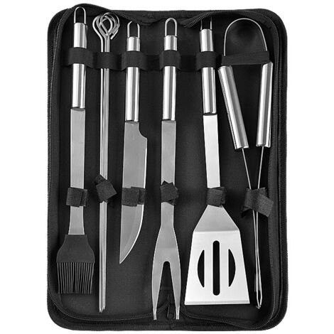 Praknu Set Utensili Barbecue In Acciaio Inox Con Valigetta - Pinza, Paletta, Forchettone E Spazzola Per Grill - Foto 5