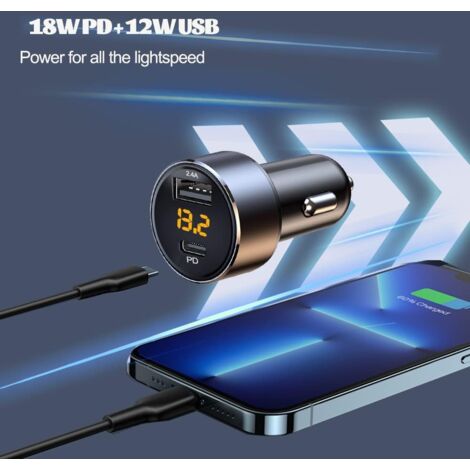 Caricabatteria Da Auto PD 20W Adattatore Di Ricarica Super Veloce Tipo C USB 120W Portatile Per IPhone 14 Pro Max 13 12 11 IPad Airpods OnePlus - Foto 1