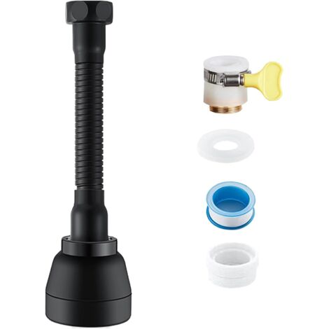 Soffione Rubinetto Da Cucina Nero Con 2 Getti (doccia E Flusso) Per Bagno E Cucina, Facile Da Montare