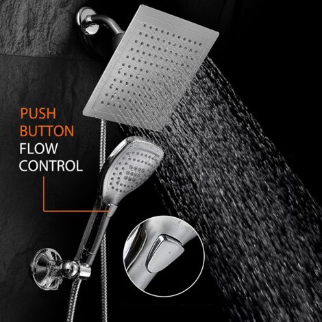 Soffione Doccia A Pioggia Filtrato 25,4 Cm Con Doccetta Portatile E Filtro Anticalcare - Kit Doccia 2 In 1 Con Tubo Lungo E Staffa Regolabile - 5