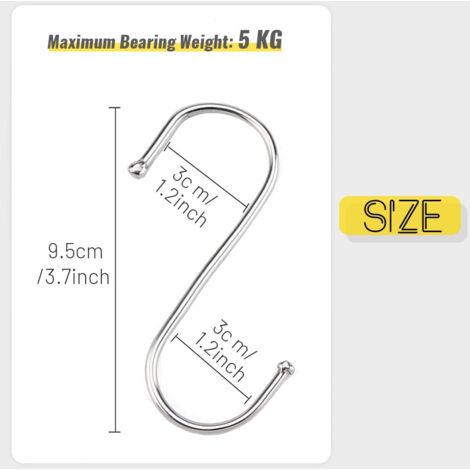 32 Ganci A S In Metallo Con Fibbia Di Sicurezza | 8,9 Cm | Portata 40 Lb | Per Appendere Piante, Utensili, Vestiti - 2