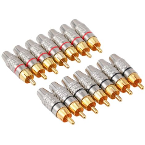 Set Di 4 Connettori RCA Maschio Senza Saldatura, 2 Rossi + 2 Neri, Per Cavi Coassiali, Installazione Facile