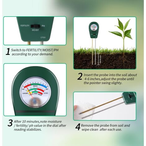 Misuratore PH Terreno 6 In 1 Cuteefun - Analizza Umidità, Luce, Fertilità E Temperatura Per Piante - Foto 5