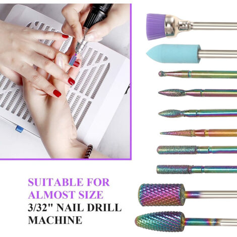 Nagelbohrer-Set 12-teilig – 6 Wolframkarbid-Bohrer + 6 Bürsten, 3/32 Zoll, Für Nagelfeilen