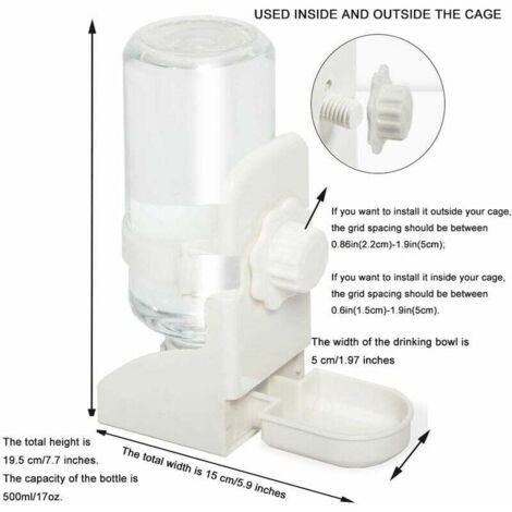 Bebedero Automático Colgante Para Mascotas - Para Cobayas, Ratas, Perros Pequeños, ABS Y Acero Inoxidable