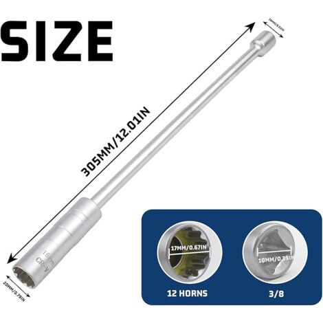 Llave De Bujía Larga 14 Mm Y 16 Mm Con Mango En T – Acero Cromo Vanadio, Magnética Y Flexible