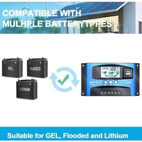 Controlador De Carga Solar MPPT Renogy 20A 12V/24V - Para Placas Solares, Con Pantalla LCD
