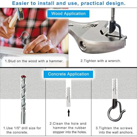 36 Ganchos Q-Hanger, Ganchos De Tornillo Para Luces De Cadena Al Aire Libre Diseno De Hebilla De Seguridad Gancho Para Colgar Luces De Navidad Plantas Campanas De Viento Montado En El Techo De La