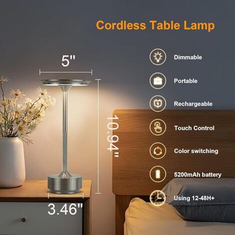 Lámpara Led Recargable Atenuación Continua Batería 4000 Mah