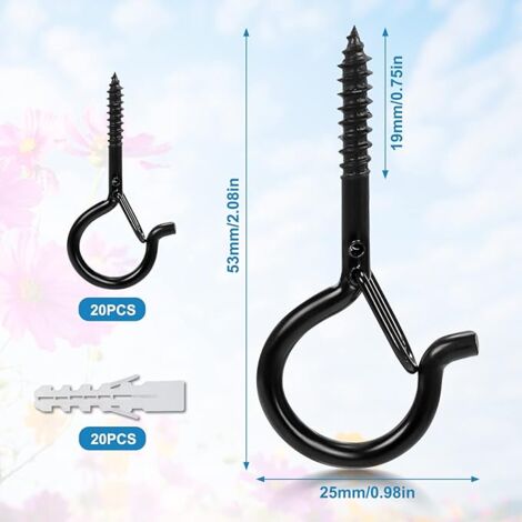 MOGADEE® 20 Ganchos De Rosca De Acero Inoxidable, Ganchos Para