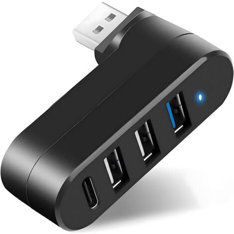 4-Port USB 3.0 Hub [90°/180° Degree Rotatable], USB Splitter with 3 USB Ports & 1 USB C Power/Data Port, USB Extender for Laptop, Car, Mac Pro, iMac, MacBook Air, MacBook Pro, MacBook and More (1/5)