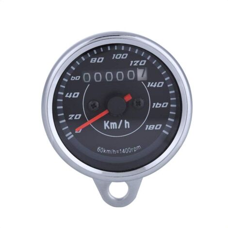 Velocímetros de Motocicleta, Plata Universal Velocímetro de Motocicleta km/h Indicador de kilometraje Doble Tacómetro Moto Cuentakilómetros Velocímetro Señal del Instrumento con luz LED