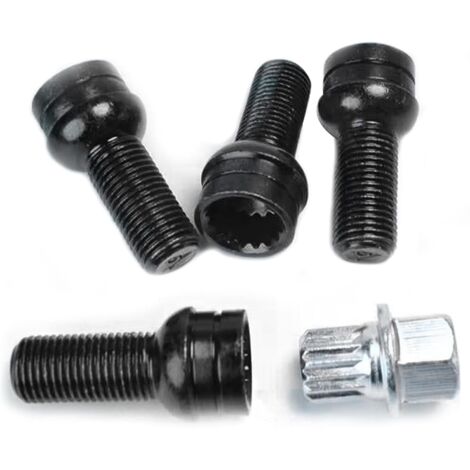 Wielbouten zwart M12x1.5. Draadlengte 22mm. 16 stuks incl sleutel