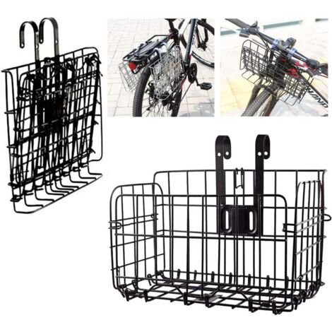 Cesta plegable de malla metálica para bicicleta de montaña, cesta delantera plegable, cesta extraíble para la mayoría de bicicletas plegables.