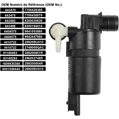 Inovra - Ruitenwisserpomp Voor 207 307 C2 C3 C4 Xsara Picasso Clio 3 4 Scénic Twingo 2