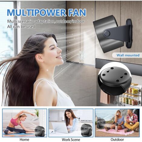 Ventilador De Mesa USB Silencioso Con Batería 5000mAh, Pantalla LED Y 199 Velocidades - Para Oficina, Dormitorio, Pared