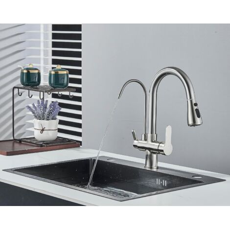 Grifo De Cocina De 3 Vías Con Filtro De Agua, Giratorio 360