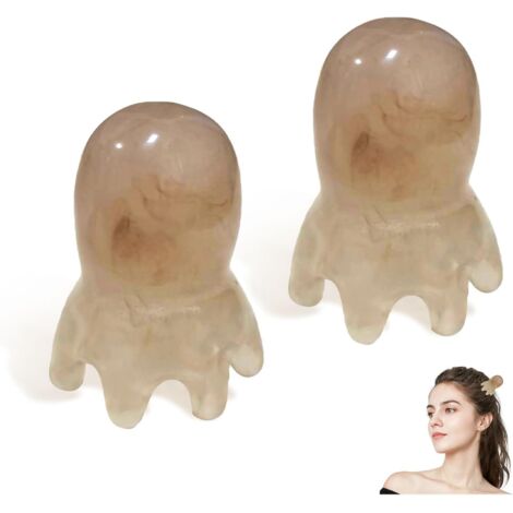 Juego de 2 herramientas para masaje de cabeza: peine, raspador, herramienta de spa china para una relajación profunda, masaje del cuero cabelludo y masaje de cabeza completa. (1/5)