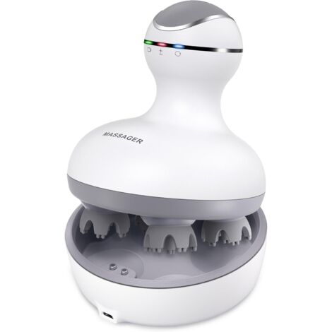 Masajeador de cabeza eléctrico, resistente al agua IPX7, con 8 cabezales de masaje y 4 modos, masajeador de cuerpo completo para gatos, promueve el crecimiento del pelo en perros. (1/5)