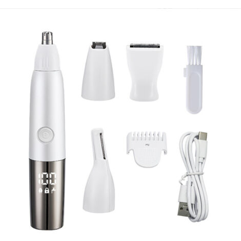 Recortador de vello nasal 3 en 1 para hombres y mujeres, recargable tipo C, con pantalla LED y bloqueo de viaje, para hombres, con certificación IPX7, para nariz y cejas. (1/5)