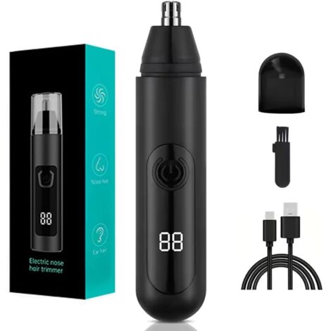 Recortador de vello nasal, recortador de nariz y orejas para hombres con cuchilla de doble filo, recargable por USB con pantalla LED, profesional sin dolor, resistente al agua IPX7 (1/5)