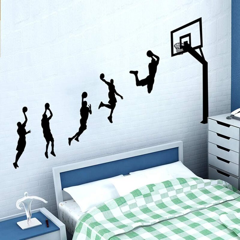 3D Basketball Player Wall Decals Decors For Boys Room,Sports Decals Stickers, Basketball Slam Dunk Wall Decors For Boys Bedroom - View #7