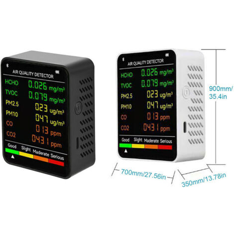 in 1 PM2.5 PM10 HCHO TVOC CO CO2 Multifunctional Air Quality Monitor CO Carbon Dioxide Formaldehyde LCD Display Large Screen Portable Home Office Hotel Desk Air Quality Tester