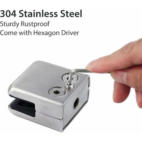 16pcs Glass Clamps 8-10mm Glass Holder in Stainless Steel Clamps Stop 8-10mm Square Shape Glass with 2 Hex Keys for Stair Railing
