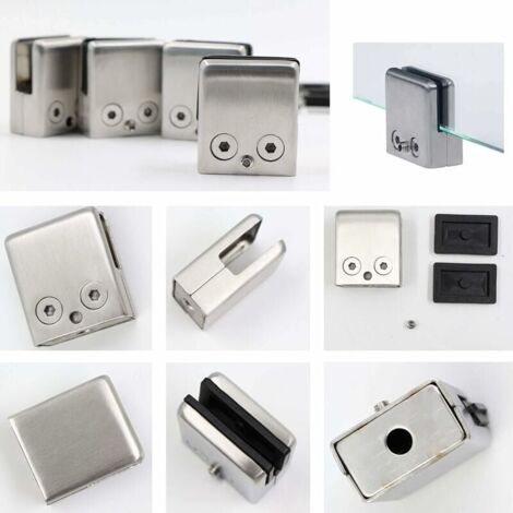 16pcs Glass Clamps 8-10mm Glass Holder in Stainless Steel Clamps Stop 8-10mm Square Shape Glass with 2 Hex Keys for Stair Railing