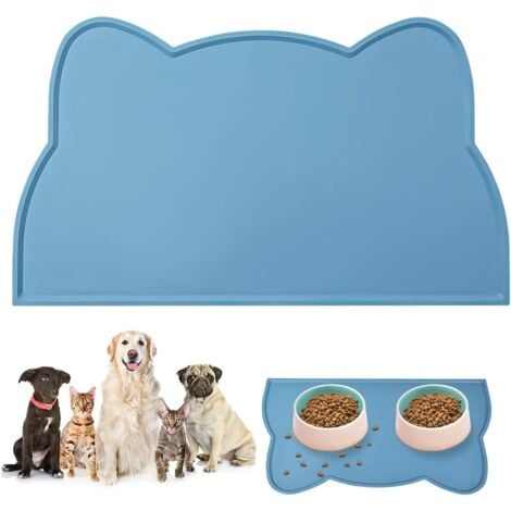 Dog Cat Bowl Mat, 44 x 24 cm Cute Cat Head Shape Pet Food Bowl