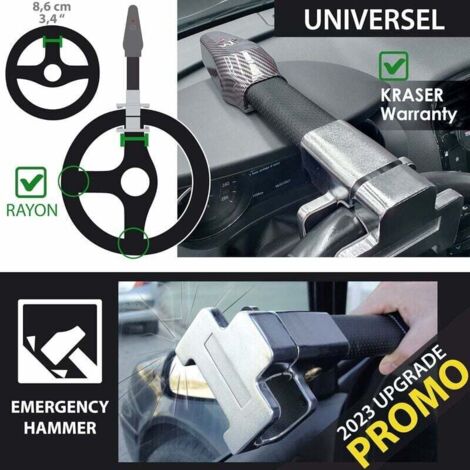 Anti-theft Car Alarm - 120 dB - Steering Wheel Lock for Cars, Mobile Homes, Trucks, Vans - Universal Vehicle Locking Rod - Security Locking Bar - Universal Steering Lock Protection Parking Block