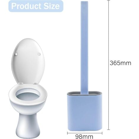 Silicone Toilet Brush, Silicone Wall-Mounted Toilet Brush, Quick-Drying Toilet Brush Set with Long Handle, Wall/Floor Mounted Toilet Brush, Light Blue