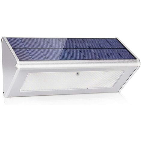 Solar Lights Outdoor with Motion Sensor, 48 LEDs, 1100lm, 4500mAh, IP65 Waterproof Aluminum Housing, for Security Wall Lighting, Yard, Driveway, Garage, White Light