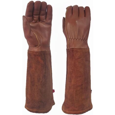 Long-sleeved sheepskin gloves, leather planting gloves, multi-function anti-stab gardening work gloves (1/5)