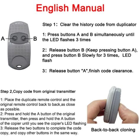 Remote control compatible with CAME TOP-432EE  Replaces TOP432NA TOP432EV TOP432EE  Fixed code 