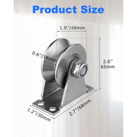 Stainless Steel Idler Pulley - V-Groove Pulley - Heavy Duty - Thick Stainless Steel - Quiet - For Ropes