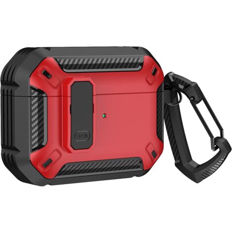 Case for Apple Airpods Pro 2 Generation, Airpods pro 2 Case with Secure Lock Clip, Rugged Case for Men Women, Shockproof Protective Case for AirPods Pro 2 (Red) (1/5)