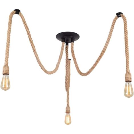 Restorent Bulb Rope DIY Hemp Rope Retro Industrial Chandelier Living Room Restaurant ...
