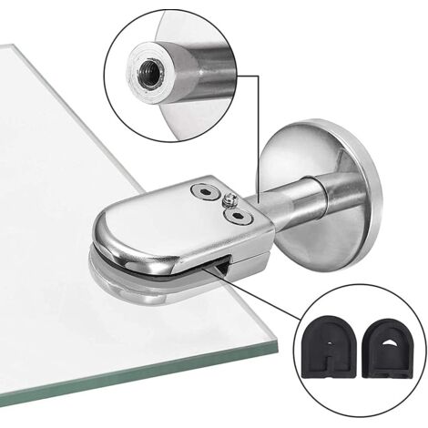Glass Clamp for Staircase, 2 Pieces Glass Clamp 6-8mm, 304 Stainless Steel Glass Clamp, Glass Clamps for Balustrade, with Bottom Support Column, Adjustable, for Screens, Pool Fences - RWPlicure Spécia
