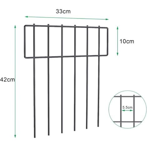 Rustproof Steel Wire Garden Fence, Animal Barrier, Easy to Install Panels, Keeps Critters Out 42x33cm - 10 Pieces - RWClotûre steel and iron