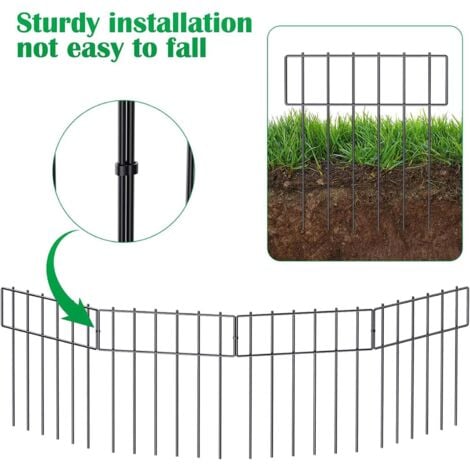 Rustproof Steel Wire Garden Fence, Animal Barrier, Easy to Install Panels, Keeps Critters Out 42x33cm - 10 Pieces - RWClotûre steel and iron