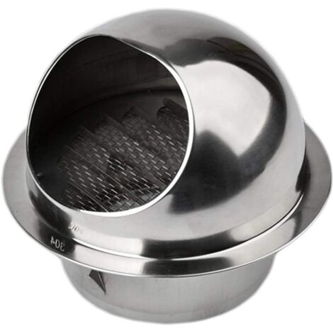 Round Air Vent Grille Ventilation Grille Hood, Air Vent Duct Stainless Steel Ventilation Grille with Insect Net, 100mm (1 Pcs) (1/5)