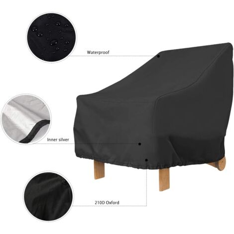 210D Waterproof Outdoor Deep Seat Garden Chair Cover Patio Chair Cover Anti-UV Windproof with Adjustable Rope,80x85x91cm