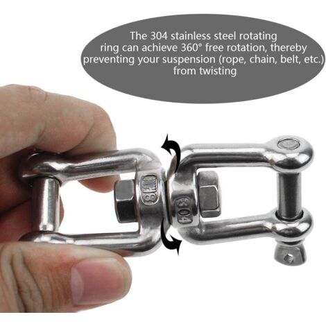 Double Ended Swivel Hook M8 Heavy Duty 360° Rotating Stainless Steel ...