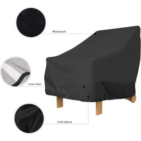 210D Waterproof Outdoor Deep Seat Garden Chair Cover Patio Chair Cover Anti-UV Windproof with Adjustable Rope,96.58979CM