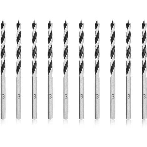 3mm Twist Wood Drill Bits 10 Pieces Professional Wood Drill Bit Brad Point for Wood (1/5)
