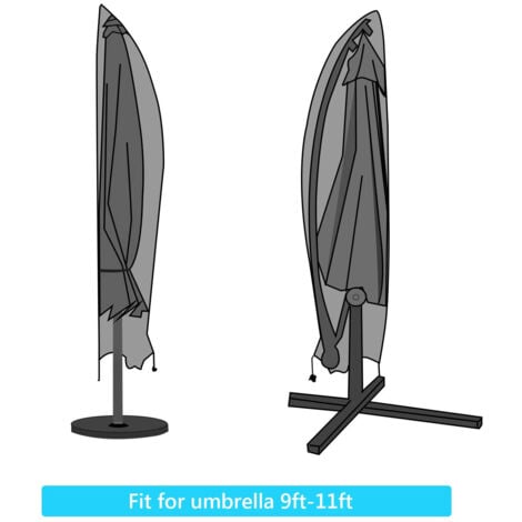 Black parasol cover, cantilever parasol cover, parasol cover with telescopic pole, 280x30/80/45 cm