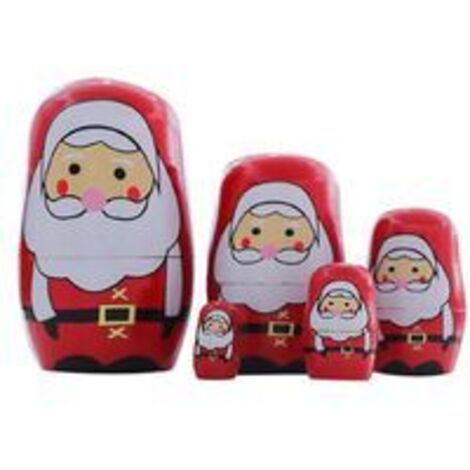 pcs Wooden Christmas Doll Kids Gift Matryoshka Doll Festival Room Decoration Party Supplies Santa Claus (1/5)