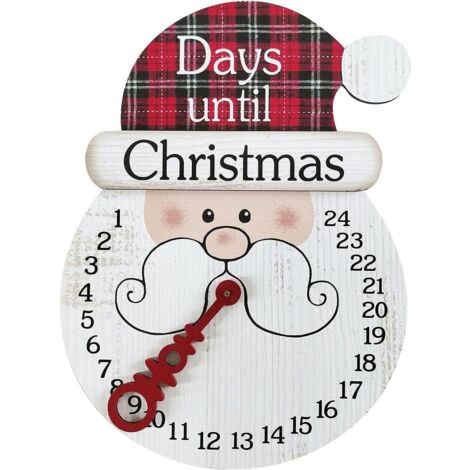 Wooden Christmas Countdown Calendar, 25 Days Christmas Countdown Advent Calendar Gift, Reusable Wooden Hanging Christmas Decoration, Santa Claus (1/5)