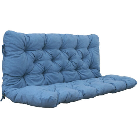 Auflagen 2er Bankkissen Bankauflage Polsterkissen 120x98x8 cm, blau/grau